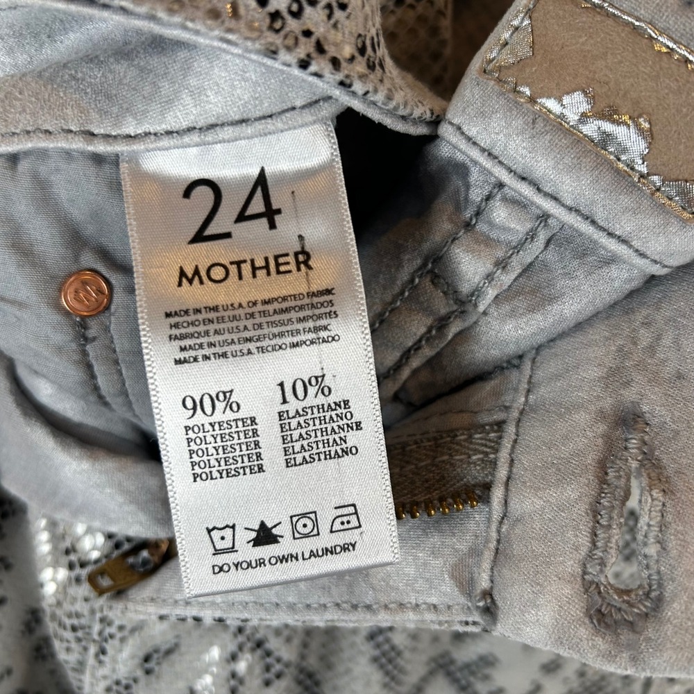 MOTHER The Looker Ankle Skinny Jeans Rattlesnake Animal Print Women's Size 24 - Picture 3 of 12